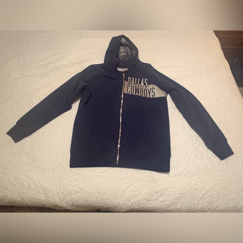 Dallas Cowboys Her Style Full Zip Hoodie-Navy & Silver-Size M Women’s